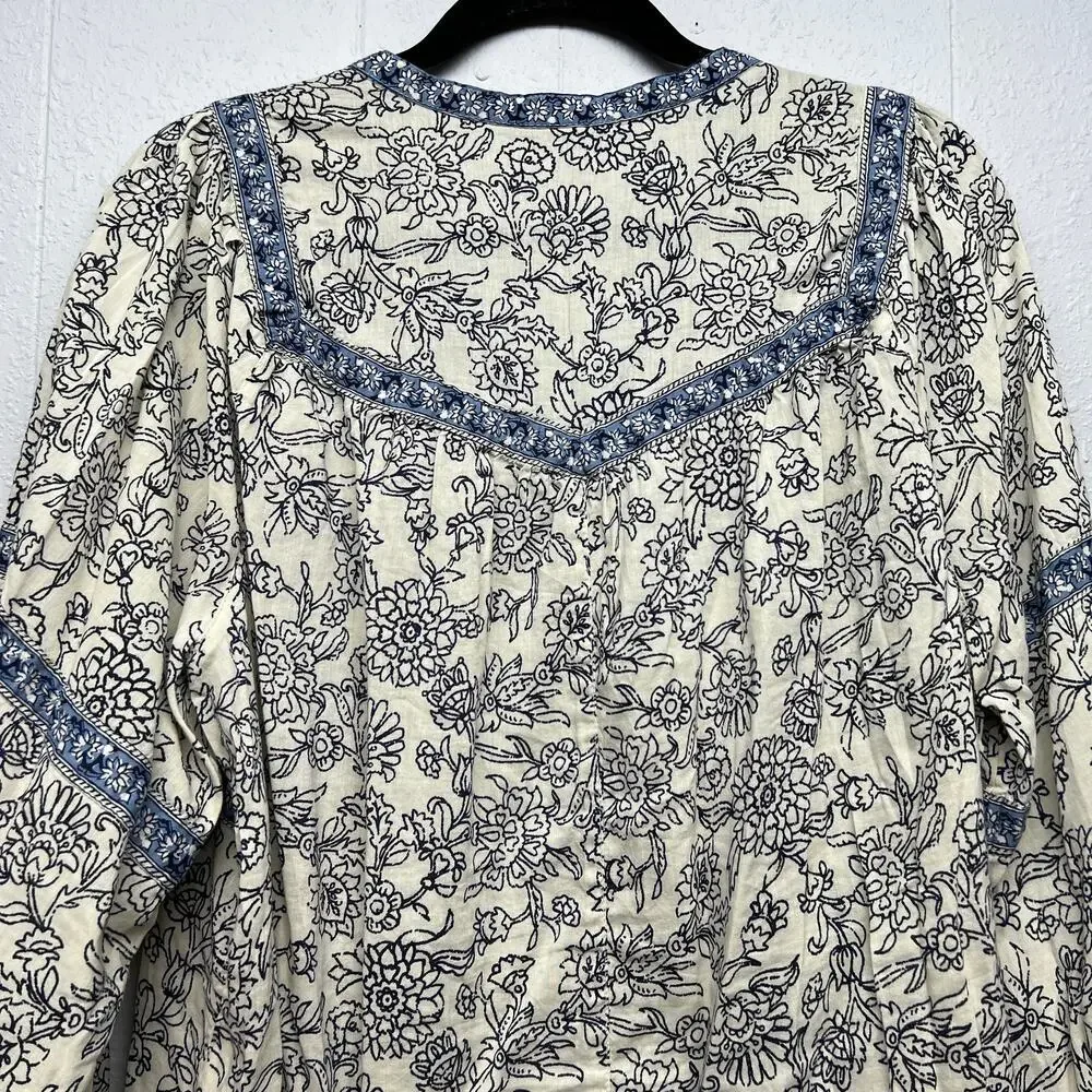 Old Navy Floral Top Womens Large Puff Sleeve Boho Cottagecore Hippie Oversized